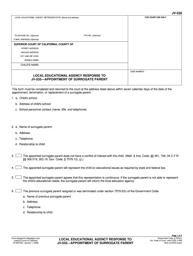  Jv536 California Form 2008