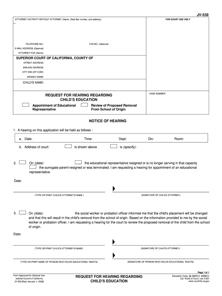  How Do I File a Jv 539 Form 2008