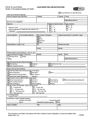 Cal Osha Lead Notification  Form