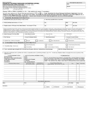 California Disabled Veteran Business Enterprise DVBE Certification Application STD 812 Use This 3 Page PDF Form to Apply for DVB