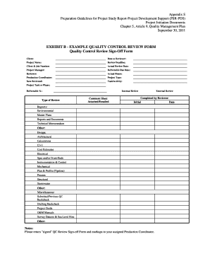 EXHIBIT B EXAMPLE QUALITY CONTROL REVIEW FORM Quality Dot Ca
