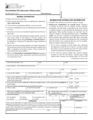 RE 400A Salesperson Examination Application Dre Ca  Form