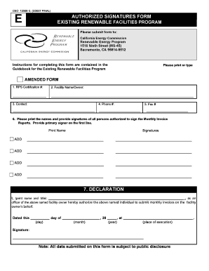 Instructions for CEC 1250E 3 Authorized Signatures Form Energy Ca