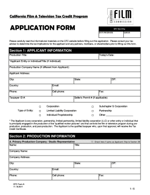 A Film Application Form