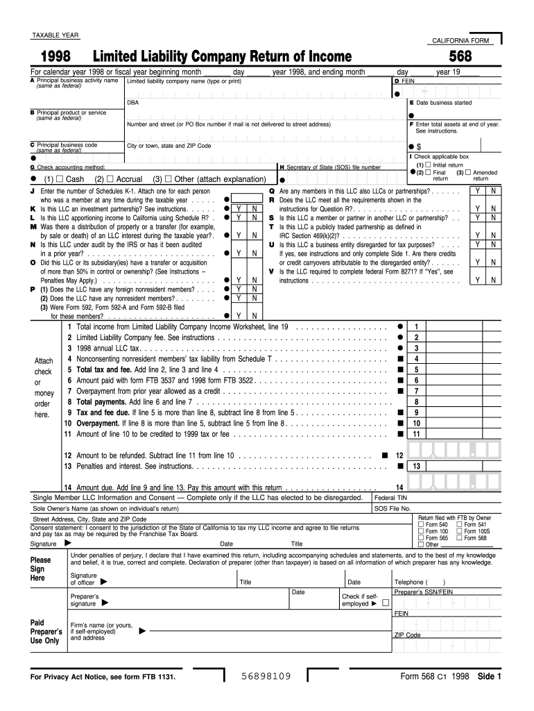  Form 568 2019