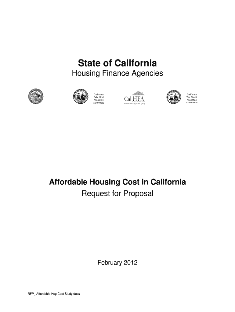 Request for Proposal California Department of Housing and Hcd Ca  Form