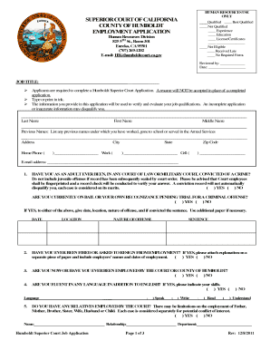 Job Application Superior Court of California, County of Humboldt  Form