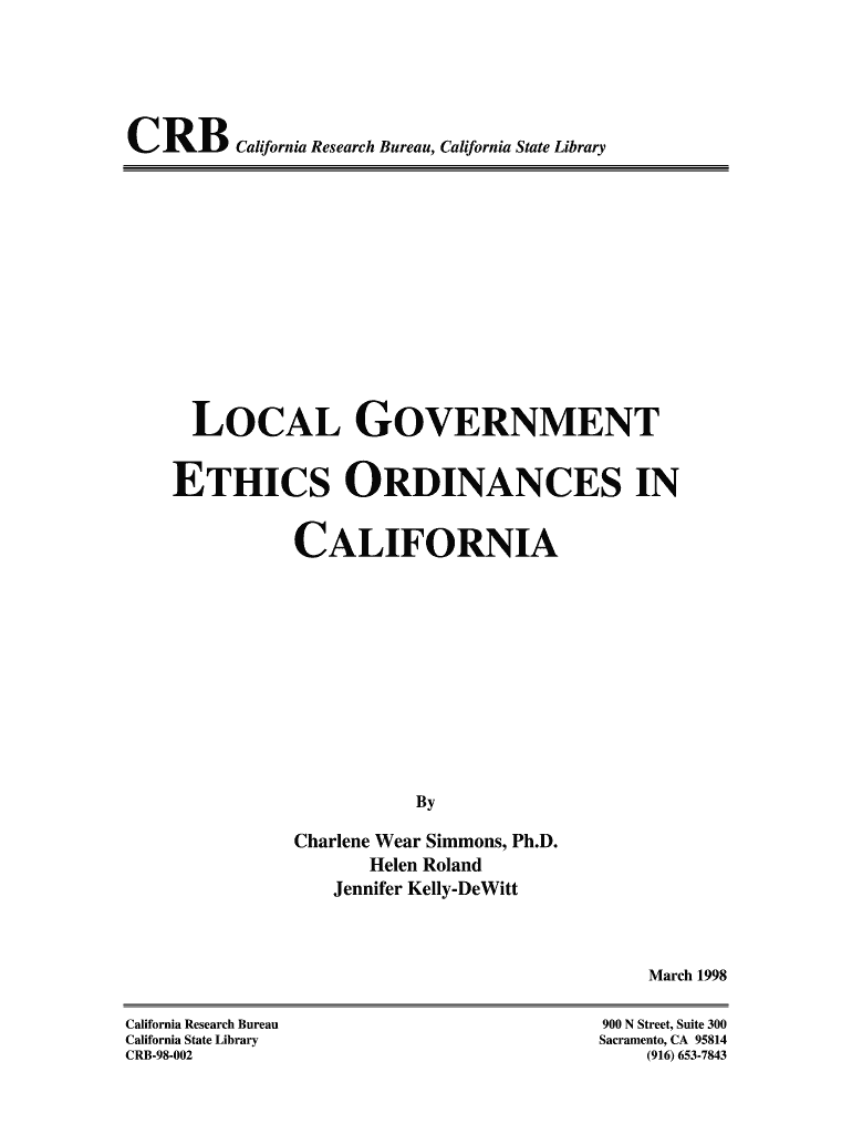 LOCAL GOVERNMENT Ethics ORDINANCES in California State  Form
