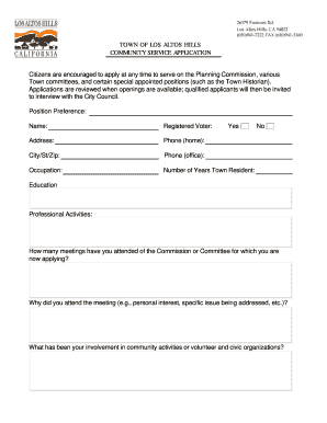 Application Los Altos Hills  Form