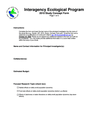 Study Concept Form CALFED Science Program