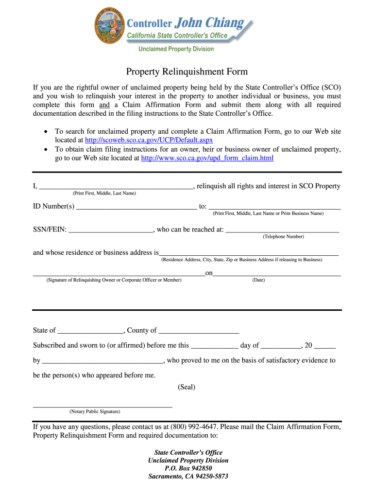 Relinquish Rights to Property Form