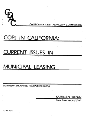 CALIFORNIA DEBT ADVISORY COMMISSION  Form
