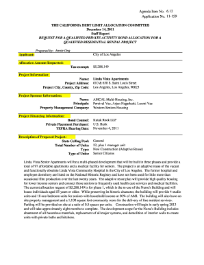 11 159 the CALIFORNIA DEBT LIMIT ALLOCATION COMMITTEE December 14, Staff Report REQUEST for a QUALIFIED PRIVATE ACTIVITY BOND AL  Form