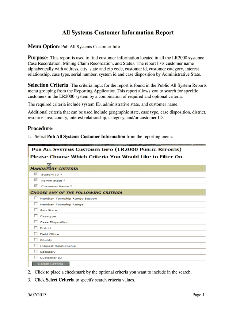 PUB1allsyscustomerinforeport DOC Blm  Form