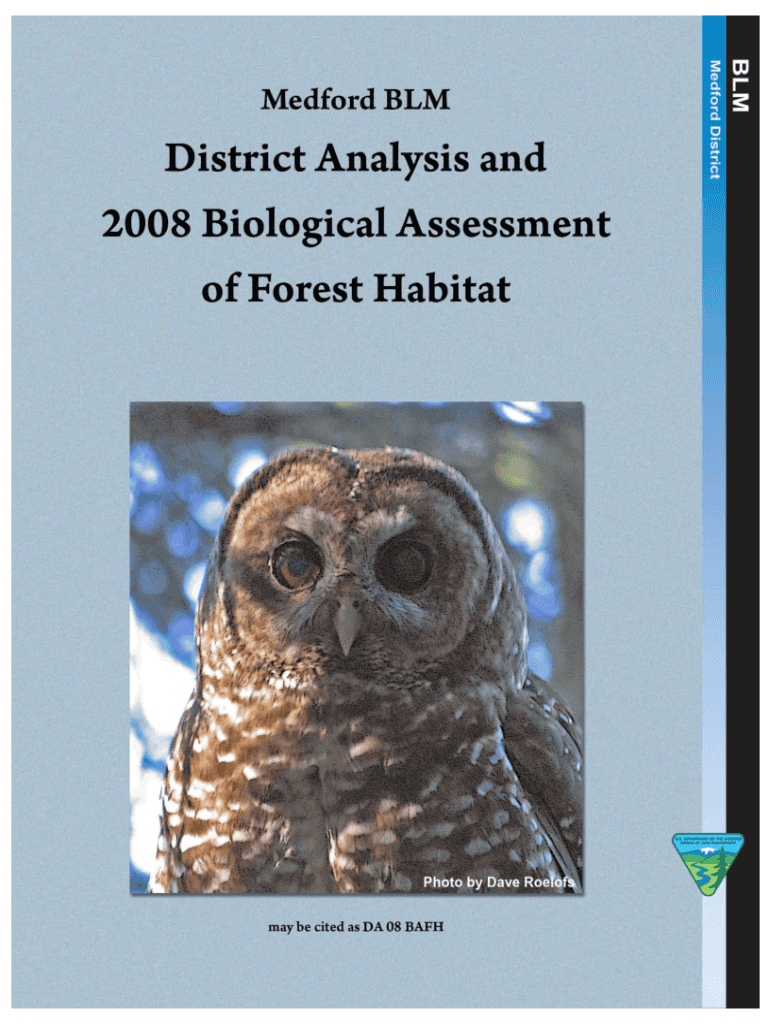 Medford Owl Biological Assessment of Forest Habitat, October Biological Assessment  Form