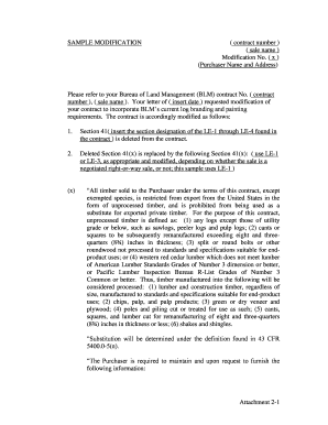 SAMPLE MODIFICATION Bureau of Land Management  Form