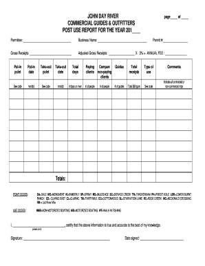 John Day River Commercial Post Use Report Form John Day River Blm