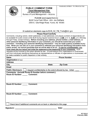 Long Term Visitor Area MAP BUREAU of LAND MANAGEMENT  Form