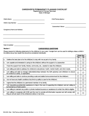 Caregiver Checklist Template  Form