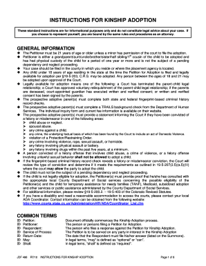 Instructions for Kinship Adoption  Form