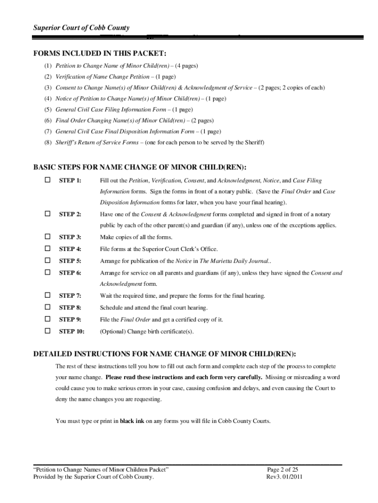  Minor Name Change Forms Ga 2011-2024