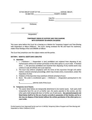  Motion for Temporary Support and Time Sharing with Dependent or Minor Children New Jersey Form 2010