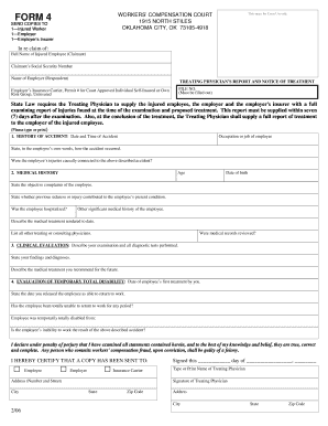 Treating Physician&#039;s Report and Notice of Treatment  Form
