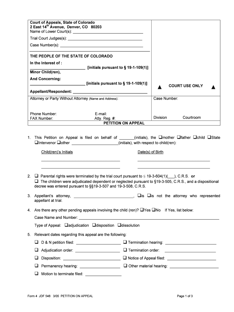 Petition on Appeal  Form
