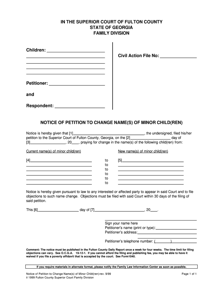 Georgia Name Change Forms Download