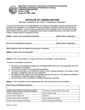 Form 08 454 Articles of Consolidation