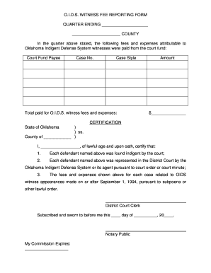 OIDS Witness Fee Reporting Form