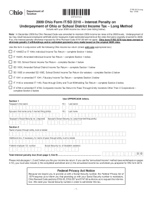 Interest Penalty on Underpayment of Ohio or School District Income Tax Long Method  Form