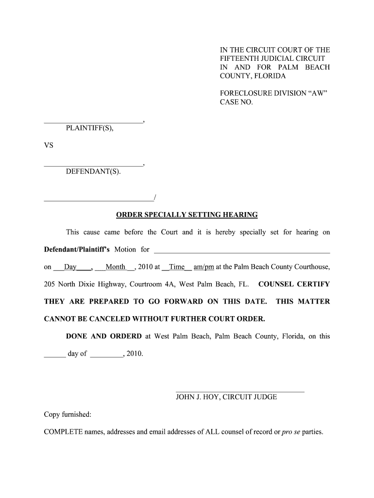  Order Setting Hearing Texas 2010-2024