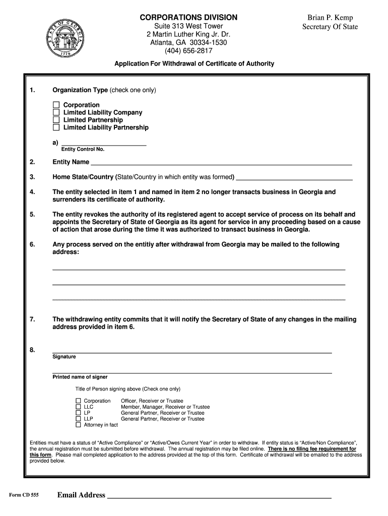 Ga Withdrawal Form