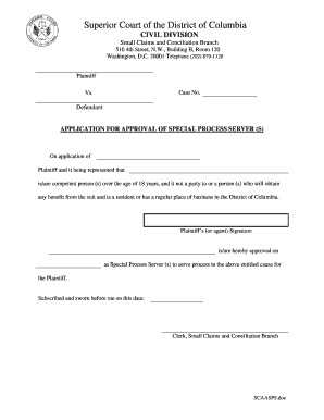 Approved Special Process Server Dc Form