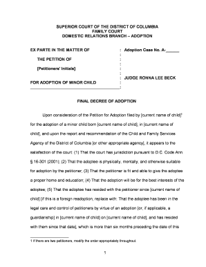 Adoption Decree Sample  Form