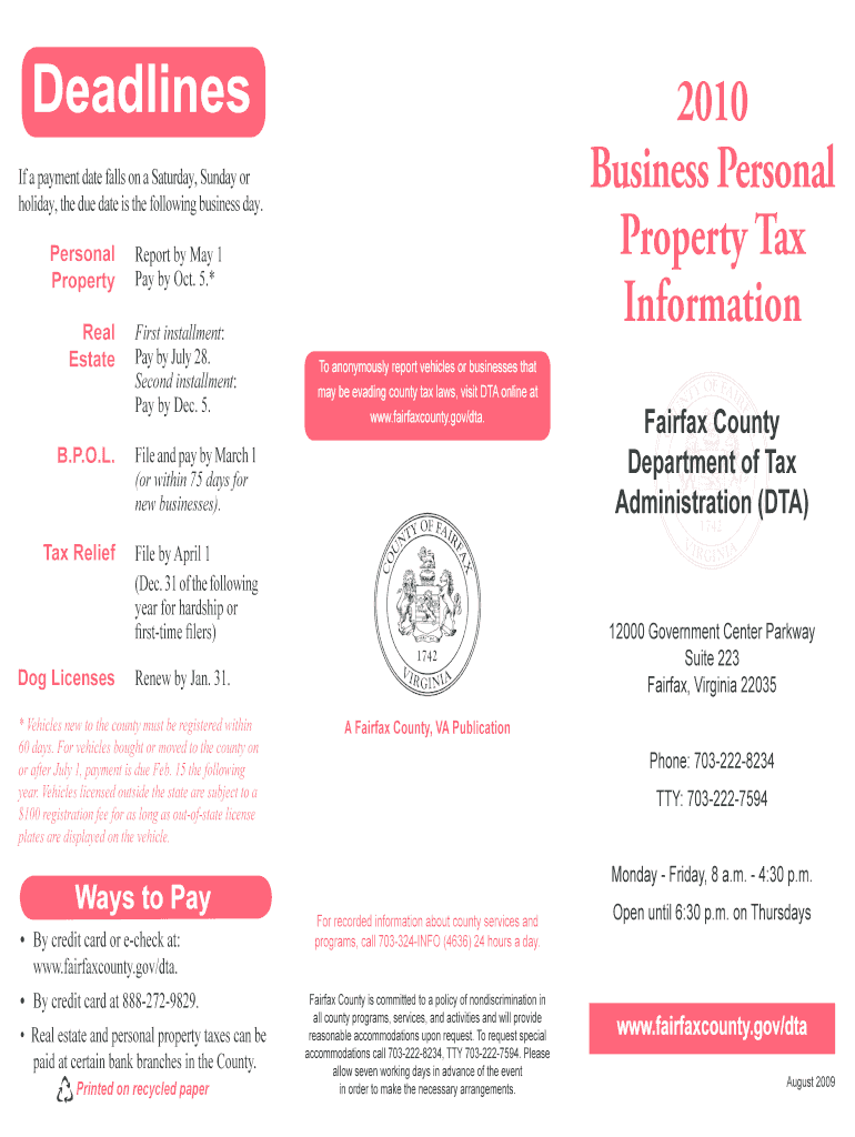Business Personal Property Tax Information Aug Indd