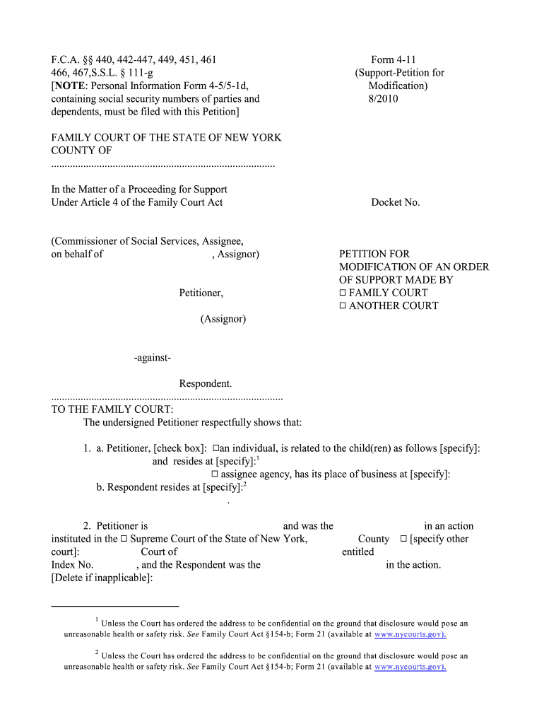 How to Fill Out Form 4 11 Support Petition for Modification