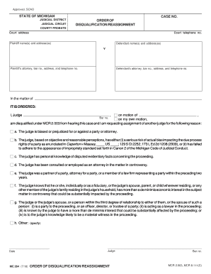 Order of Disqualification  Form