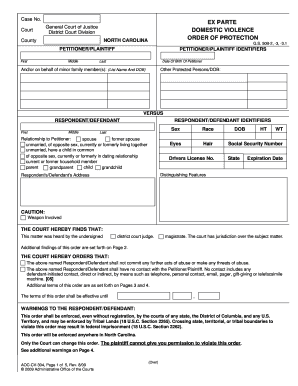 50b Restraining Order Nc Form