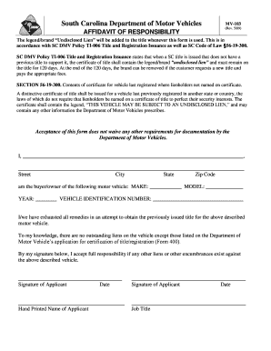 Form 103 a Scdmv