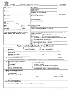 Order of Protection Missouri  Form