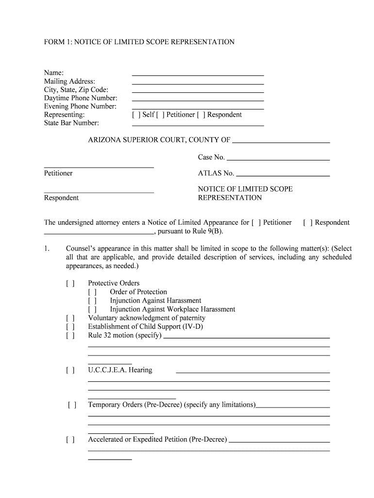 Form 1 Notice of Limited Scope Representation Form Effective Jan 1,