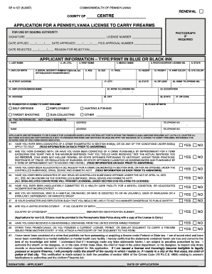 Concealed Carry Permit Erie Pa  Form
