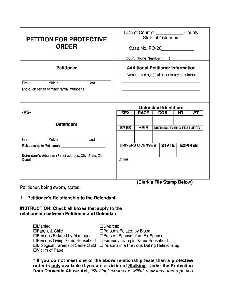  Oklahoma Form Protective Order 2010