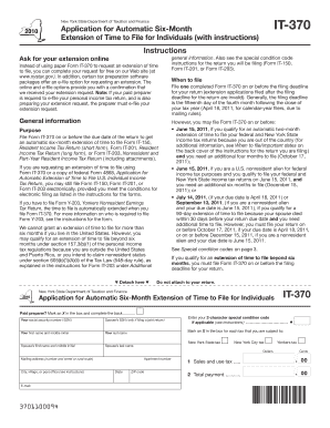 Application for Automatic Six Month Extension of Time to File for Individuals with Instructions  Form