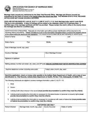 Form 54764 Application for Search of Marriage Index