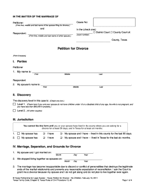 Texas Divorce Forms Fill Out And Sign Printable Pdf Template Signnow