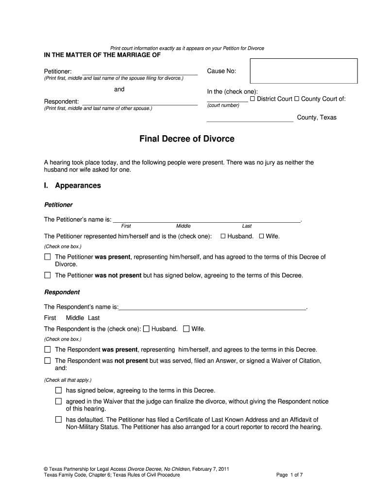 Final Decree Form