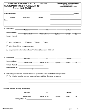 Probate Court Form Mpc 240